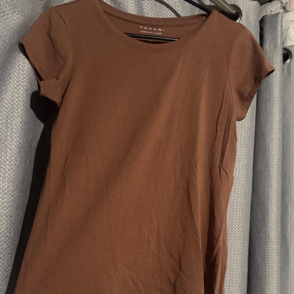 Tahari Women's Short Sleeve Brown Tee